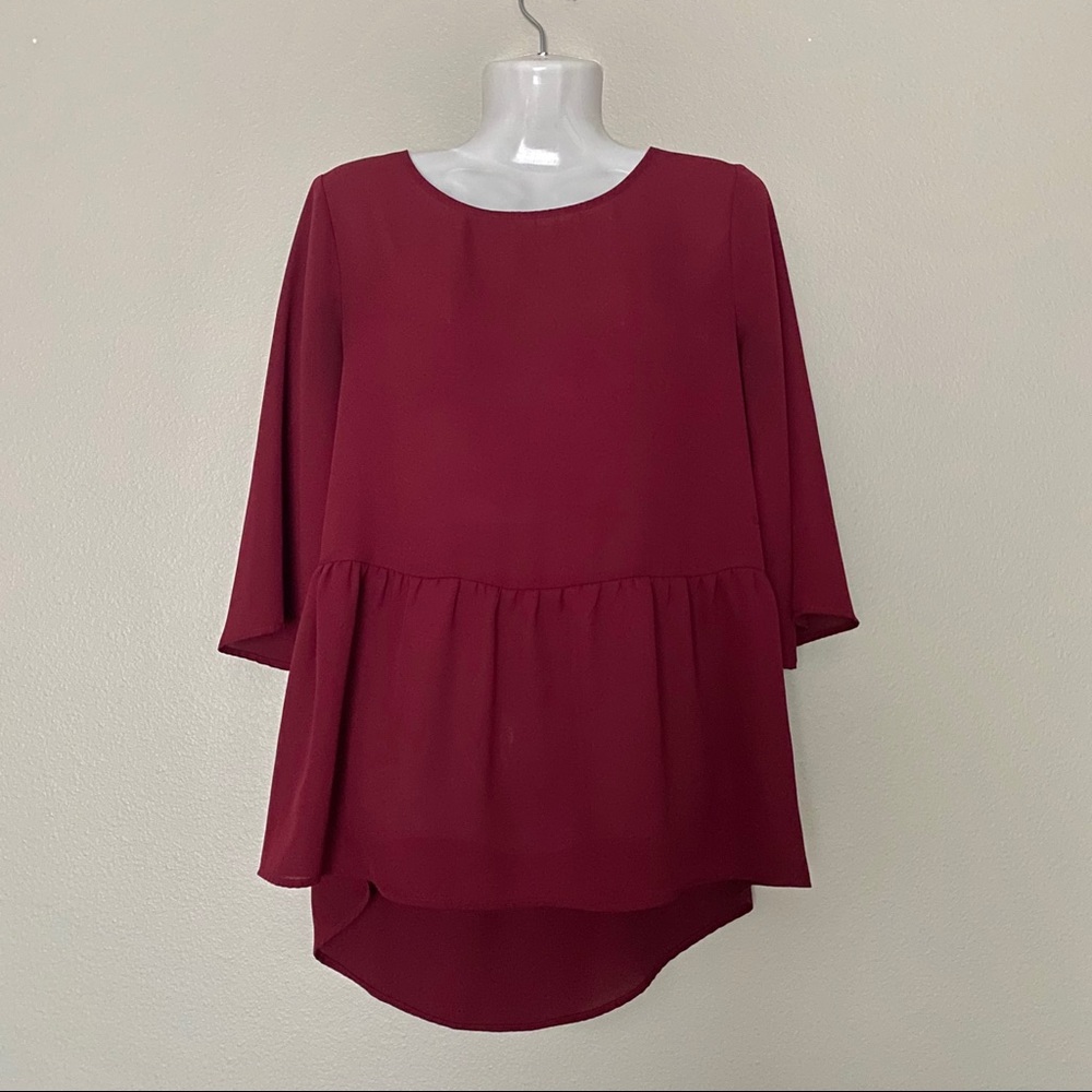 Women’s Maroon Peplum Blouse